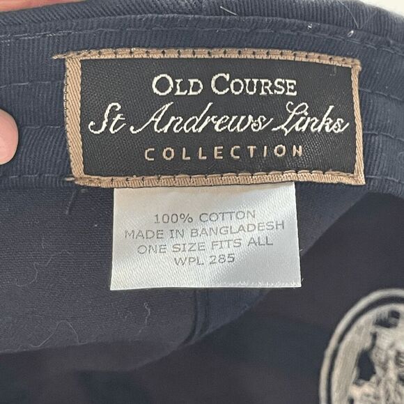 The Old Course St Andrews Links Embroidered Strapback Baseball Hat Navy Blue - Picture 6 of 8
